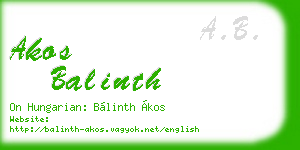akos balinth business card