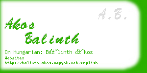 akos balinth business card